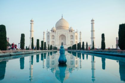 beautiful view of the Taj Mahal in Agra, India . concept of culture, tourism and religion